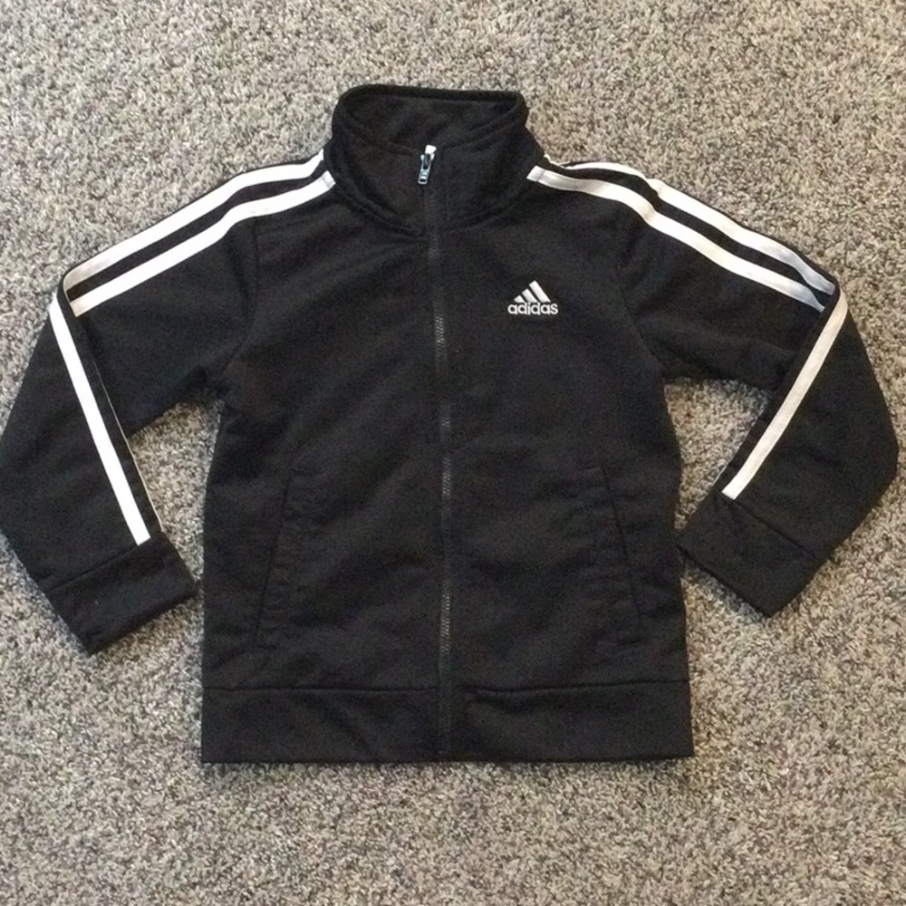 Adidas 3 stripe track jacket black and white size 4